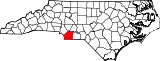 Mapa de Carolina del Norte con la ubicación del condado de Union