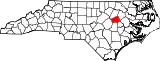 Mapa de Carolina del Norte con la ubicación del condado de Wilson