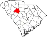 Mapa de Carolina del Sur con la ubicación del condado de Newberry