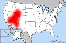 En rojo, la región conocida como "Corredor Mormón"