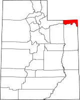 Mapa de Utah con la ubicación del condado de Daggett