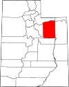 Mapa de Utah con la ubicación del condado de Duchesne