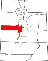 Mapa de Utah con la ubicación del condado de Juab