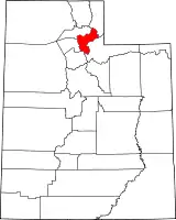Mapa de Utah con la ubicación del condado de Morgan