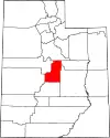Mapa de Utah con la ubicación del condado de Sanpete