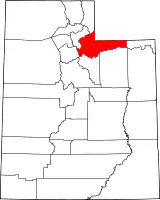 Mapa de Utah con la ubicación del condado de Summit