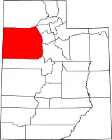 Mapa de Utah con la ubicación del condado de Tooele