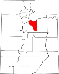 Mapa de Utah con la ubicación del condado de Wasatch