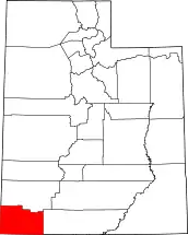Mapa de Utah con la ubicación del condado de Washington