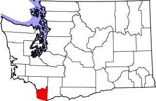 Mapa de Washington con la ubicación del condado de Clark