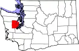 Mapa de Washington con la ubicación del condado de Mason