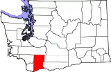 Mapa de Washington con la ubicación del condado de Skamania