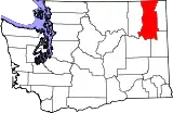 Mapa de Washington con la ubicación del condado de Stevens
