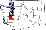 Mapa de Washington con la ubicación del condado de Thurston
