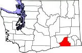 Mapa de Washington con la ubicación del condado de Walla Walla
