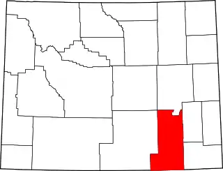 Mapa de Wyoming con la ubicación del condado de Albany