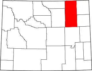 Mapa de Wyoming con la ubicación del condado de Campbell