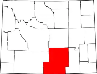 Mapa de Wyoming con la ubicación del condado de Carbon