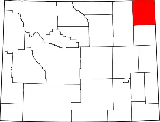 Mapa de Wyoming con la ubicación del condado de Crook