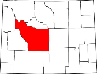 Mapa de Wyoming con la ubicación del condado de Fremont