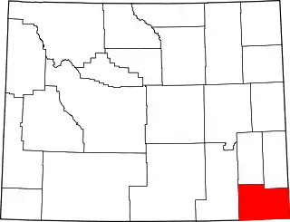 Mapa de Wyoming con la ubicación del condado de Laramie