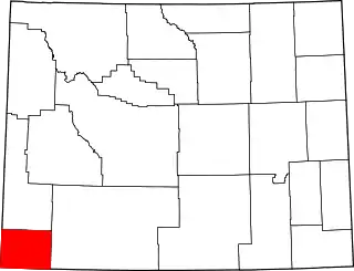 Mapa de Wyoming con la ubicación del condado de Uinta