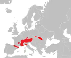 Área de distribución de M. marmota