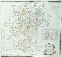 Mapa de la Provincia de Segovia en 1773 con la división en sexmos de Segovia y Cuéllar