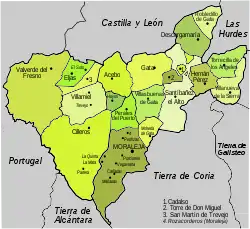Mapa de municipios de la Sierra de Gata