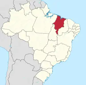 Ubicación del Estado de Maranhão en Brasil.