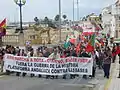 Una protesta contra la presencia militar estadounidense.