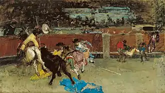 Corrida de toros. Picador herido, por Mariano Fortuny, c. 1867.