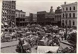 Mercado de algodón en Alabama hacia 1900.