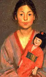 Chica japonesa con muñeca ( c. 1898-1901) de Mary Foote