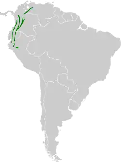 Distribución geográfica del saltarín alidorado.