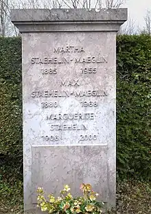 Max Staehelin-Maeglin (1880–1968) Wirtschaftsjurist, Bankier, Ciba Präsident, einer der sieben überlebenden Schweizer auf der untergegangenen Titanic, Grab auf dem Friedhof Hörnli, Riehen, Basel-Stadt