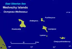 Mapa de las islas Medvezhi (en ruso)