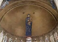 Mosaico del ábside de la basílica de Santa Maria Assunta, antigua catedral de Torcello, siglo XII, que reproduce el aspecto original del icono de Constantinopla.