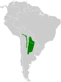 Distribución geográfica del pecholuna del Chaco.