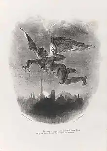 Mefistófeles volando sobre Wittenberg, litografía, 1828.