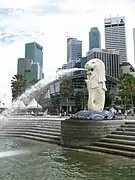 El Merlión del Parque Merlión, en frente de Marina Bay Sands.