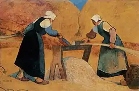 Mujeres bretonas agramando lino: Trabajo (1889).