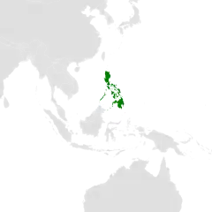 Distribución geográfica del falconete filipino.