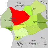 Localización de Monóvar respecto a la comarca del Vinalopó Medio