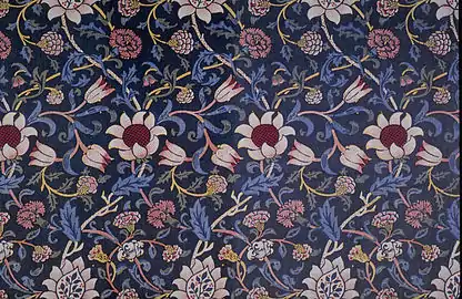 Tela estampada con diseño de William Morris, 1883.