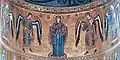 La Virgen María con los cuatro arcángeles, mosaico de la catedral de Cefalú. Uriel está en el lado derecho extremo.