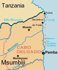 Mapa de Localización en Mozambique