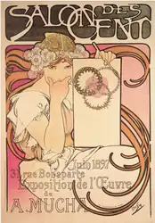 * Mucha poster for the Salon des Cent exhibition of June 1897.