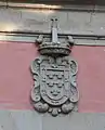 Escudo del reino de Murcia, labrado en piedra en el actual Museo de Historia de Madrid (España)