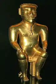 Estatuilla de oro perteneciente al Tesoro de los Quimbayas.